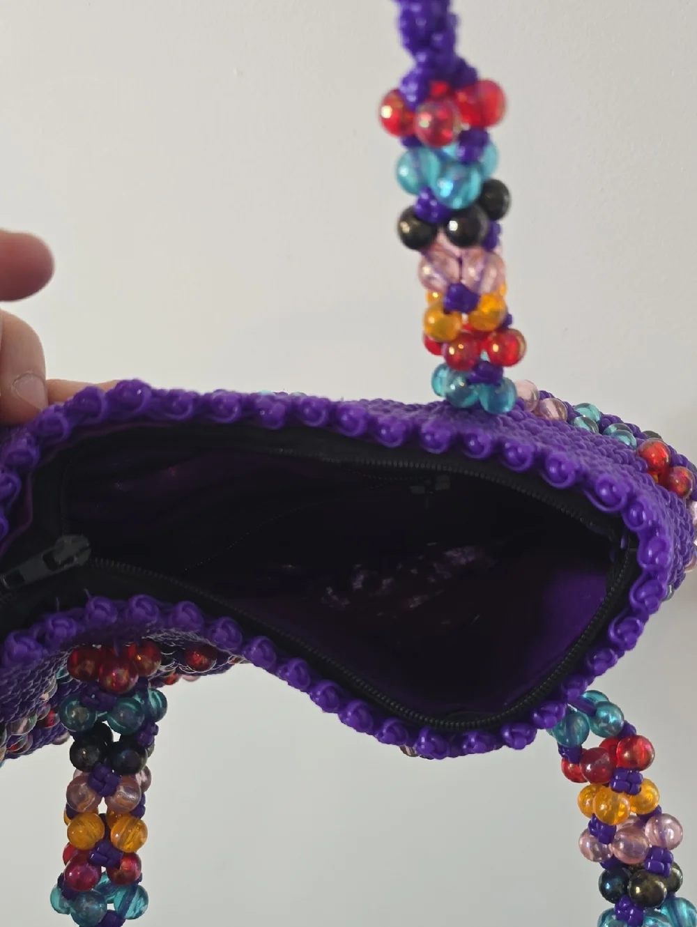 Vintage Handcrafted Purple Beaded Women’s Purse - Picture 5 of 6
